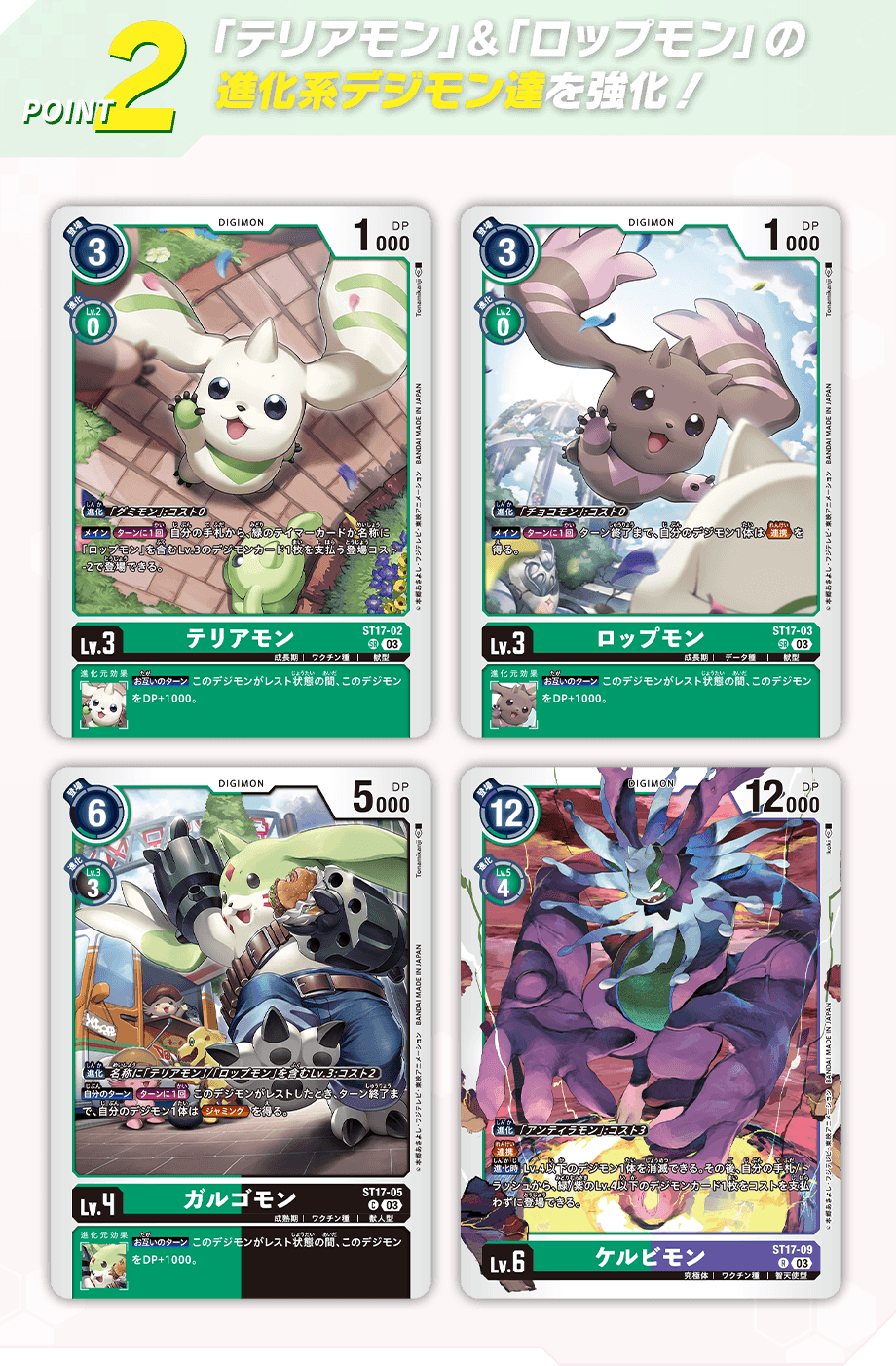 「テリアモン」＆「ロップモン」の進化系デジモン達を強化！